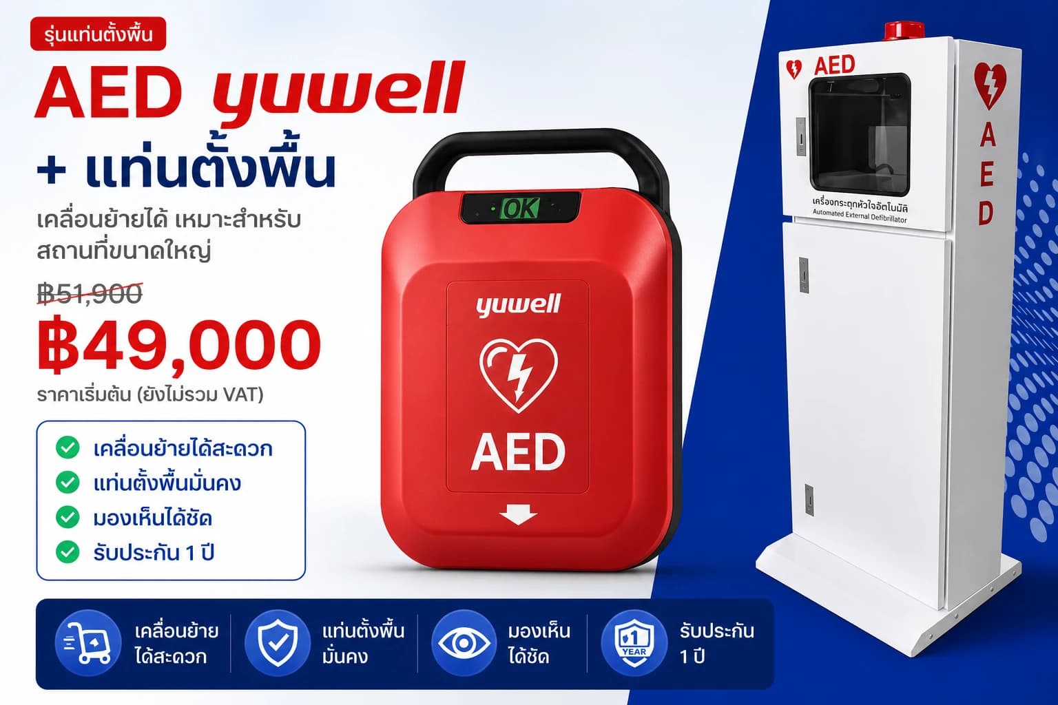 ซื้อขาดเครื่อง AED พร้อมตู้ตั้งพื้น