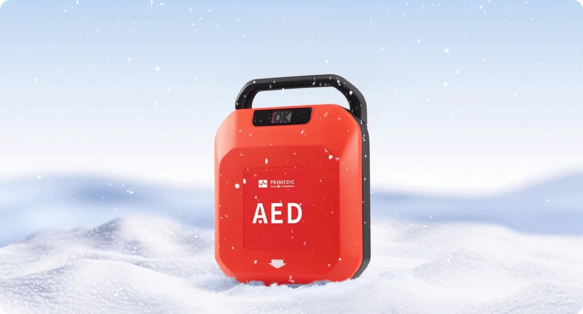 AED PRIMEDIC ทนทุกสภาพอากาศ ตั้งแต่ -25°C ถึง 60°C