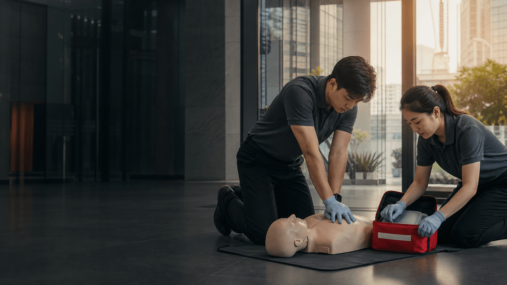 ทีมงานฝึก CPR และเตรียมเครื่อง AED ในองค์กร