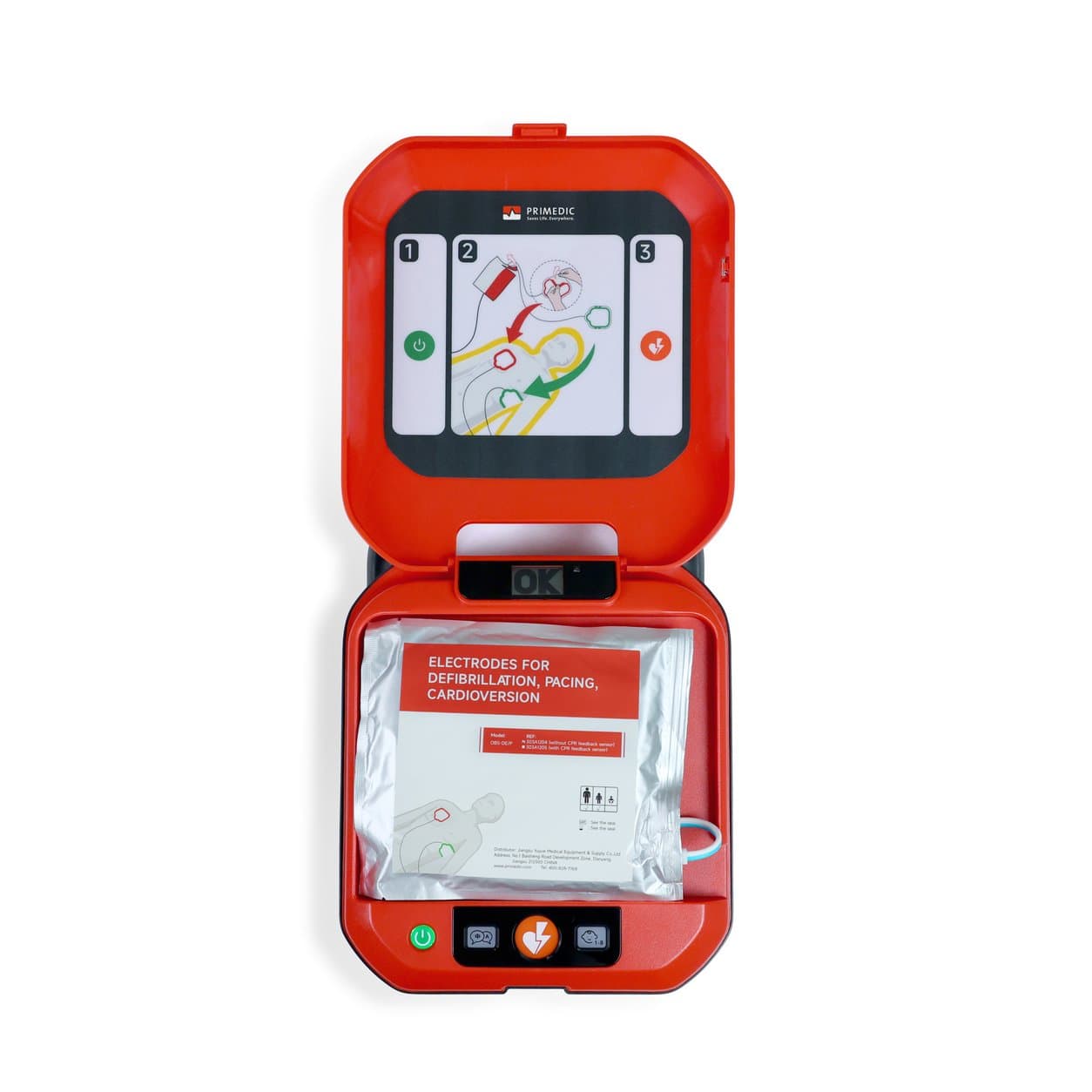 Yuwell Y2 — แผ่นอิเล็กโทรดในช่องเก็บด้านในฝาเครื่อง